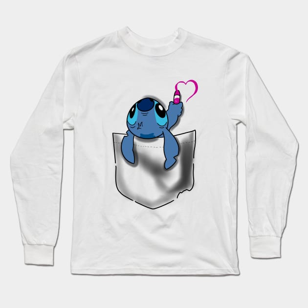 Cute pocket Stitch Long Sleeve T-Shirt by OktInk